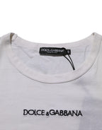 Dolce & Gabbana White Logo Print Cotton Crew Neck Men T-shirt