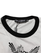 Dolce & Gabbana White Sacred Heart Cotton Crew Neck T-shirt