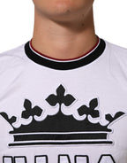 Dolce & Gabbana White Cotton Crown King Embroidery T-shirt