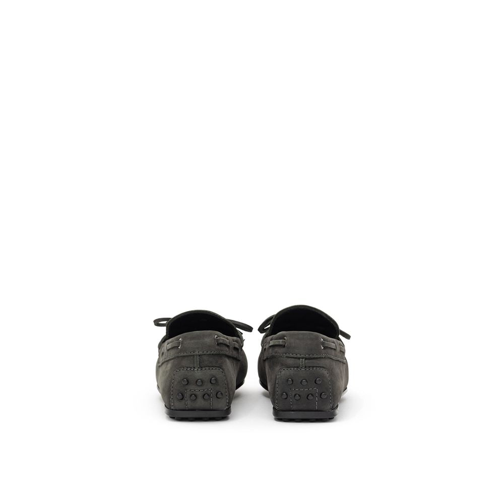 Tod's Gray Nubuc Leather Moccassin