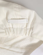 Dolce & Gabbana White Cotton Blend Leather Trim Flat Men Cap Hat