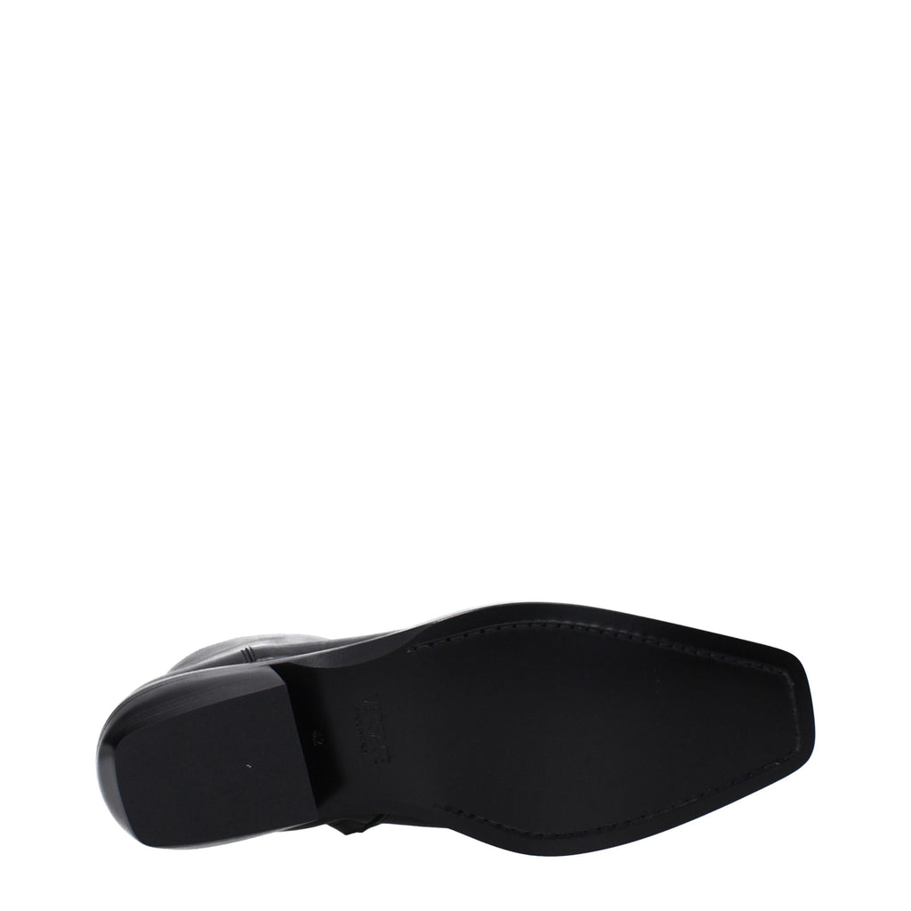 Versace Black Leather Ankle Boots