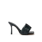 Bottega Veneta Green Leather Stiletto Heel Sandals