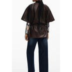 Desigual Burgundy Polyurethane Women Poncho