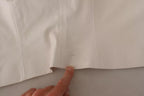 PINKO White Square Neck Button Down Crop Blouse
