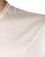 Dolce & Gabbana Off White Silk Henley Short Sleeves T-Shirt