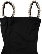 Dolce & Gabbana Black Faux Pearl Cotton Sheath Mini Dress