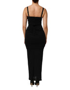 Dolce & Gabbana Black Flower Applqies Bodycon Sheath Dress