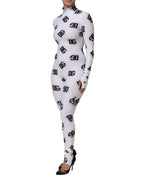Dolce & Gabbana Black White Logo Monogram Long Sleeves Jumpsuit Dress