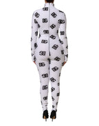 Dolce & Gabbana Black White Logo Monogram Long Sleeves Jumpsuit Dress