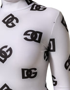 Dolce & Gabbana Black White Logo Monogram Long Sleeves Jumpsuit Dress