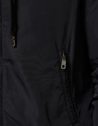Dolce & Gabbana Blue Logo Tape Hooded Full Zip Bomber Jacket