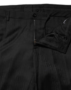 Dolce & Gabbana Black Wool Mid Waist Dress Men Trouser Pants