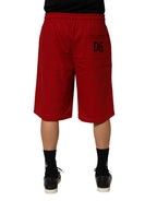 Dolce & Gabbana Red Cotton MidWaist Drawstring Bermuda Pants