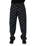 Dolce & Gabbana Blue Logo Print Straight Denim Men Jeans