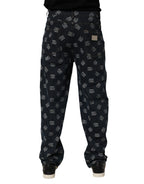 Dolce & Gabbana Blue Logo Print Straight Denim Men Jeans