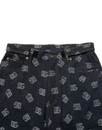 Dolce & Gabbana Blue Logo Print Straight Denim Men Jeans