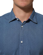 AGLINI Blue Denim Slim Fit Collared Long Sleeve Casual Shirt