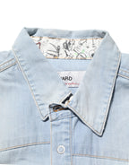 Maison Clochard Blue Denim Collared Long Sleeve Men Shirt