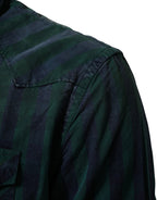 AGLINI Green Checkered Cotton Button Down Long Sleeves Shirt
