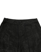 Dondup Black Mid Waist Cropped Corduroy Men Trouser Pants