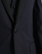 Dolce & Gabbana Blue Wool MARTINI 1 Button Men 3 Piece Suit