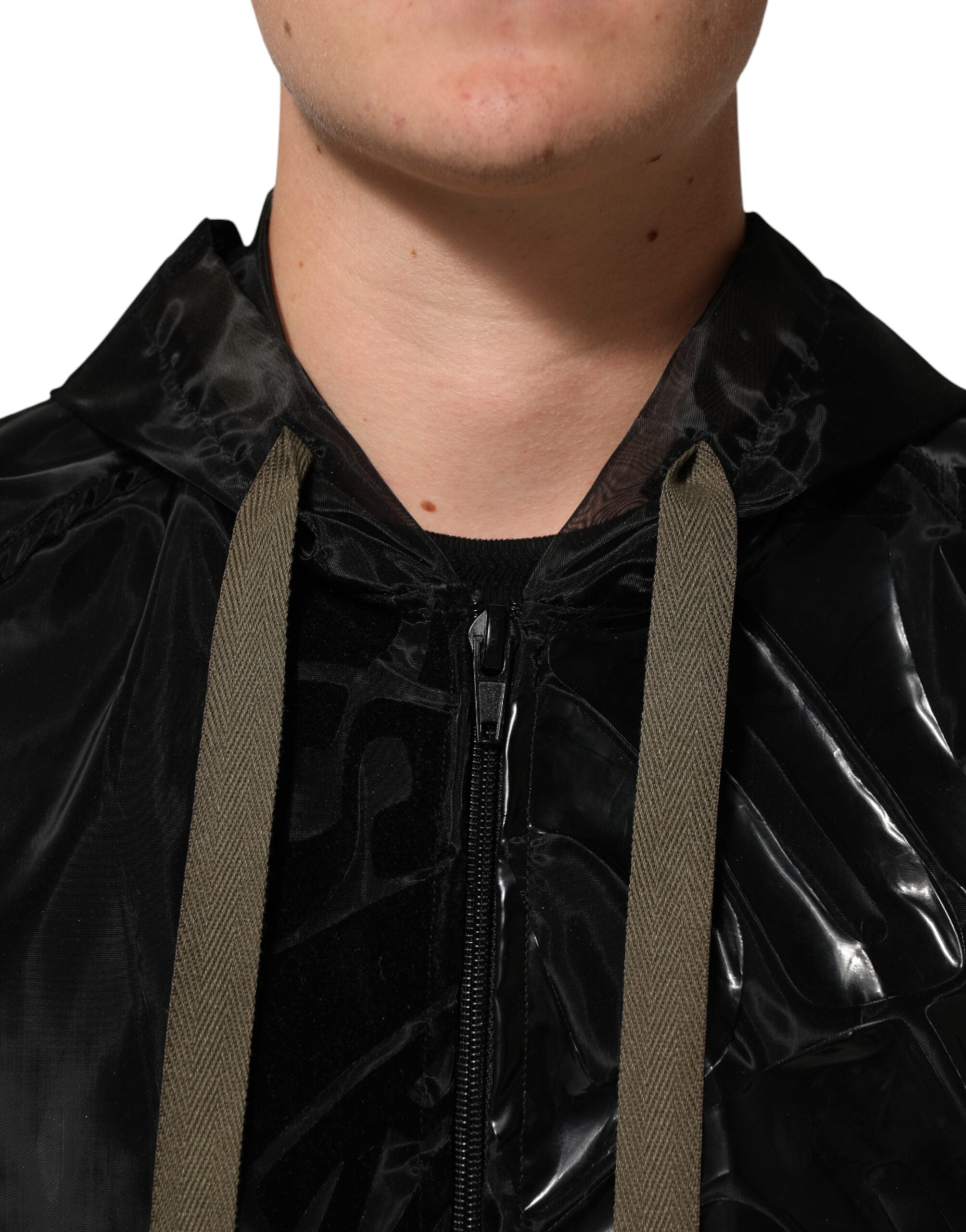 Dolce & Gabbana Black Camouflage Hooded Men Full Zip Sweater