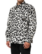 Dolce & Gabbana Black White Leopard Denim Blouson Sweater