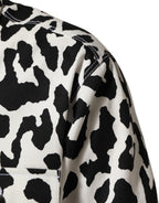 Dolce & Gabbana Black White Leopard Denim Blouson Sweater