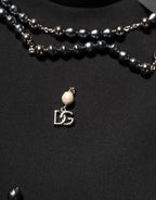 Dolce & Gabbana Black Polyester Necklace Embellished T-shirt