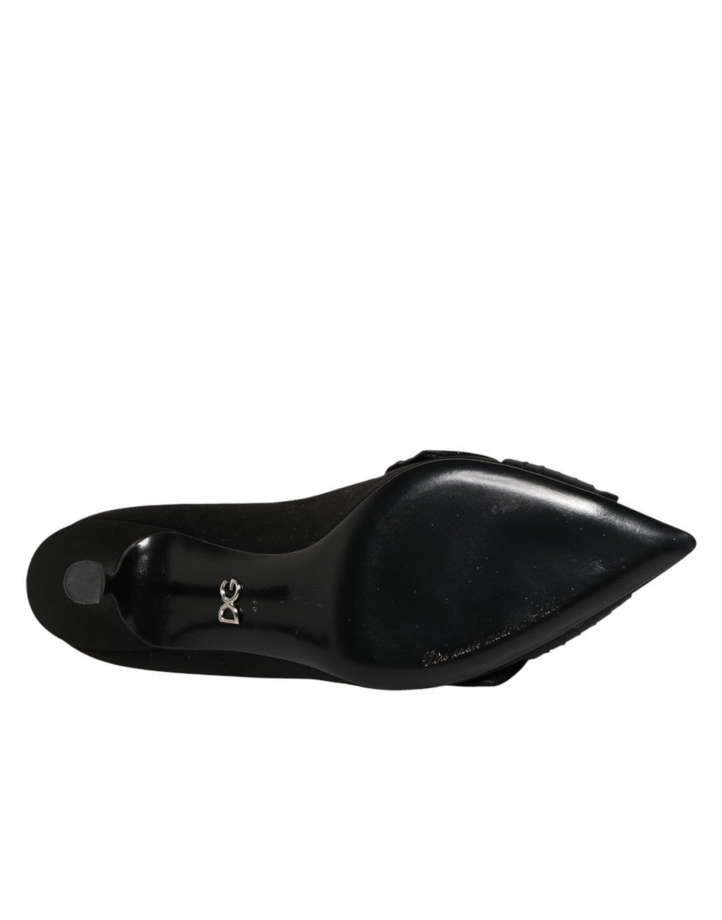 Dolce & Gabbana Black Satin Bow Crystal Embellishment Pumps Shoes
