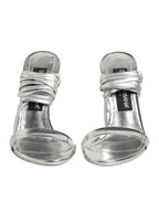 Dolce & Gabbana Silver Strappy High Heels Sandals Shoes