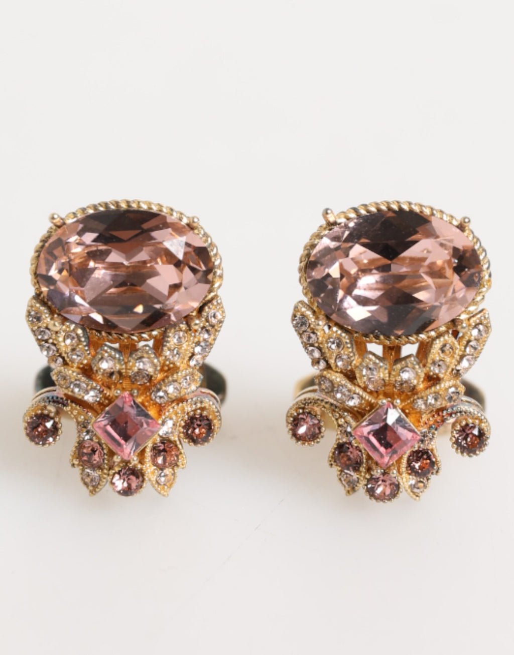 Dolce & Gabbana Gold Tone 925 Sterling Silver Crystal Accessory Cufflinks