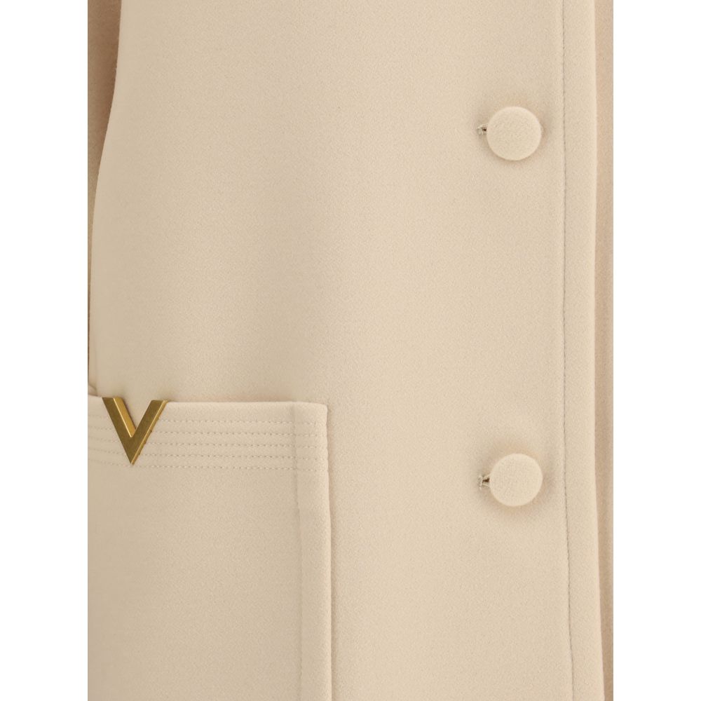 Valentino Beige Fleece Wool Coat