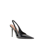 Amina Muaddi Black Leather Pumps