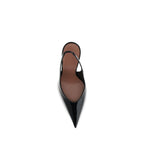 Amina Muaddi Black Leather Pumps