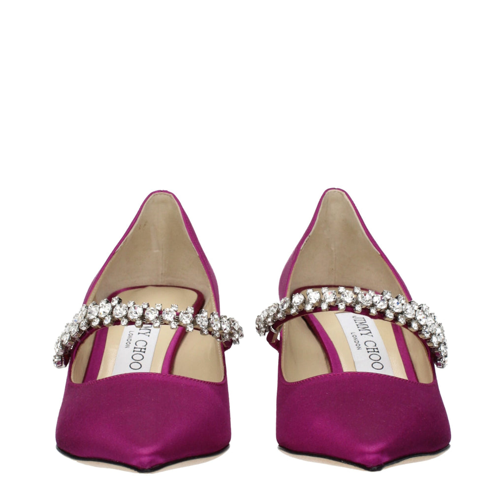Jimmy Choo Pink Satin Mid Heel Pumps