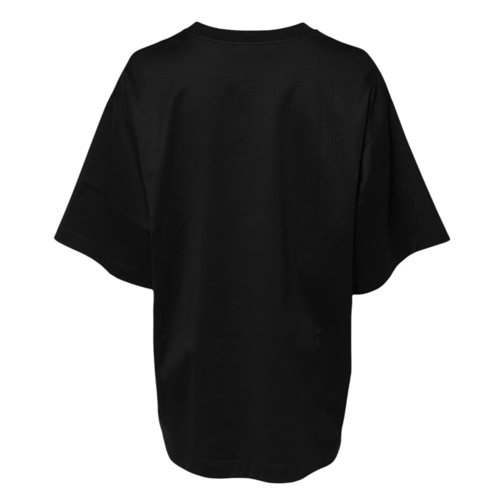Dolce & Gabbana Black Cotton DG Logo Embroidery Top  T-shirt