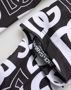 Dolce & Gabbana Black White DG Logo Elbow Length Mitten Gloves
