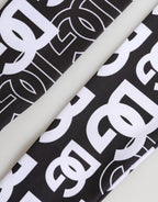 Dolce & Gabbana Black White DG Logo Elbow Length Mitten Gloves