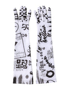 Dolce & Gabbana Black White DG Logo Elbow Length Mitten Gloves