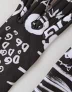 Dolce & Gabbana Black White DG Logo Elbow Length Mitten Gloves