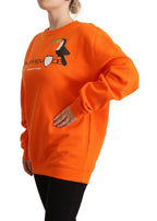 Philippe Model Orange Printed Long Sleeves Pullover Sweater