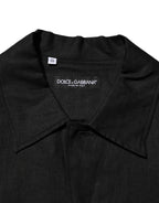 Carhartt Wip Black Linen Collared Short Sleeve Polo Shirt