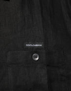 Carhartt Wip Black Linen Collared Short Sleeve Polo Shirt