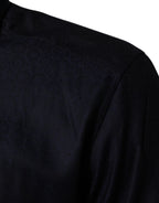 Dolce & Gabbana Blue Cotton Collared Long Sleeve GOLD Men Dress Shirt