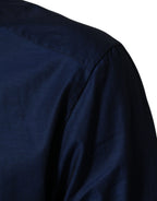 Dolce & Gabbana Blue Cotton Collared Men GOLD Dress Shirt