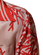 Dolce & Gabbana Shirt Red Corals Short Sleeves Button Down