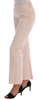 Ermanno Scervino Beige Cotton Stretch Straight Trousers Pants