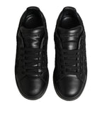 Dolce & Gabbana Black Floral Lace Low Top Sneakers Shoes